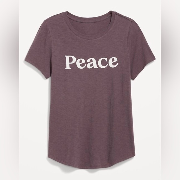 Old Navy Tops - Old Navy Women’s EveryWear Slub-Knit Peace T-Shirt Purple Medium